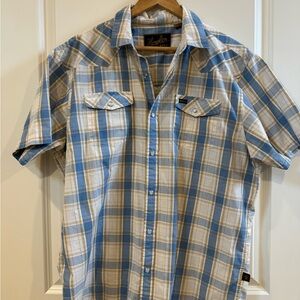 Howler Brothers H Bar B Snapshirt Chapman Plaid Vintage White Blue